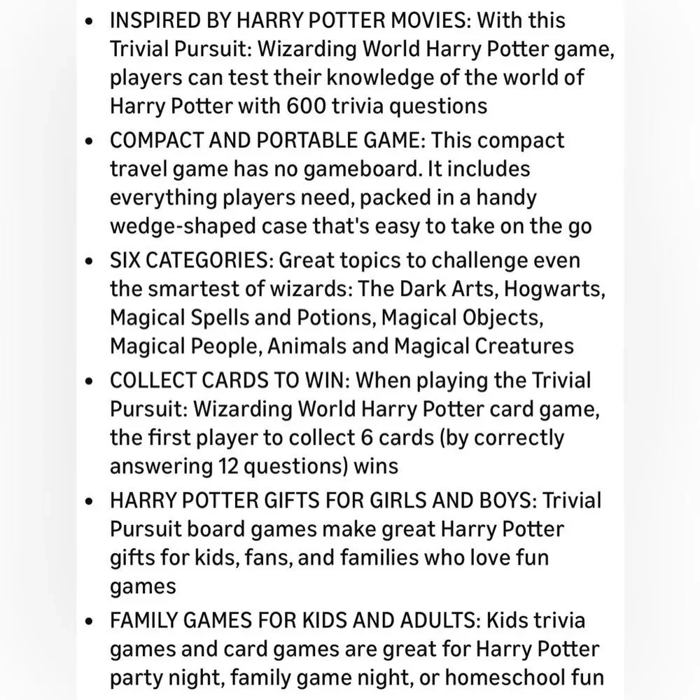 Hasbro Gaming Trivial Pursuit Wizarding World Harry Potter Trivia Card Game.